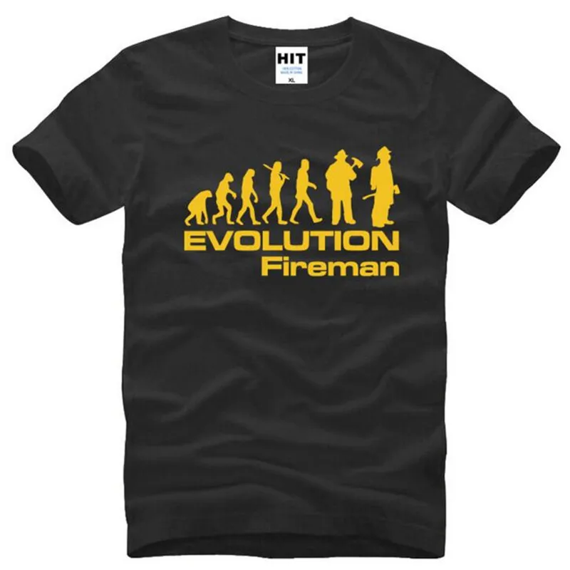Image Evolution Of A Fireman Printed T Shirts Men Summer Short Sleeve O Neck Cotton Men s T Shirt Novelty Men Top Tee Firefighter Gift
