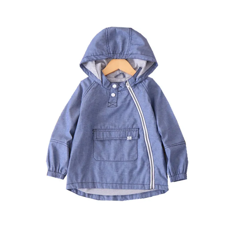 Модное ветрозащитное хлопковое Детское пальто с капюшоном куртки для маленьких мальчиков детская верхняя одежда на молнии с большим карманом на рост от 90 до 135 см