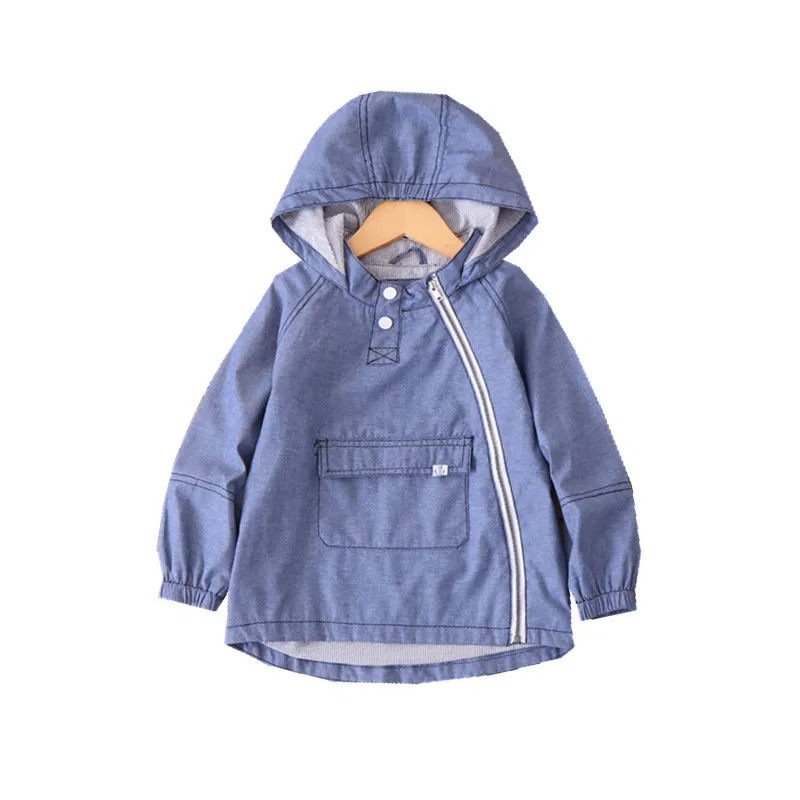 Beste Winddicht Mode Hooded Katoen Kind Jas Baby Jongens Jassen Kinderen Bovenkleding Rits Grote Zak Voor Hoogte van 90 135cm