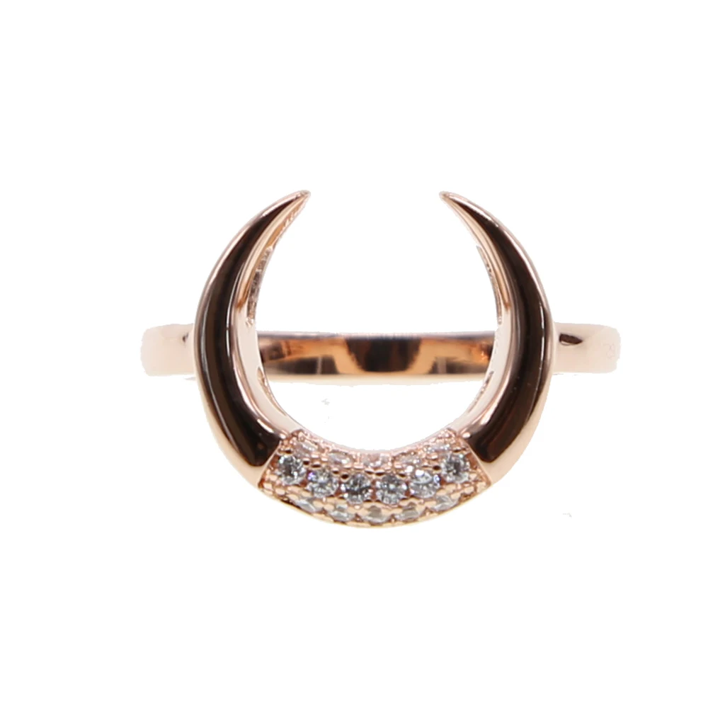 Simple Cubic Zirconia Small Stone moon shape Ring Engagement Rings For Women Boho Fashion Jewelry Wedding Ladies Gifts | Украшения и