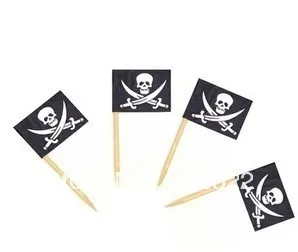 

DHL free shipping Factory wholesale 65mm Banner /Advertising /Promotional Flag (toothpick flag)-Skull flag Cake/Pirate flag
