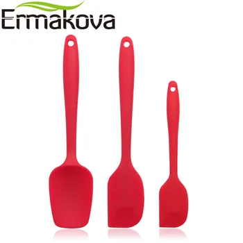 

ERMAKOVA 3 Pcs/Set Silicone Spatula Utensil Set Baking Mixing Pastry Tools Heat-Resistant Non-stick Kitchen Cooking Utensils