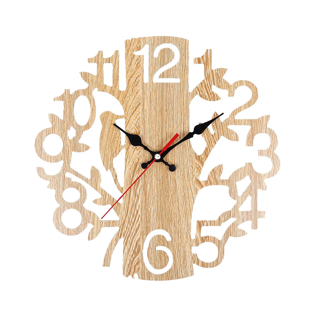 Настенные часы для дома Дерево полые деревянные настенные часы декоративные часы цифровые ретро дерево в форме птицы кварцевые часы L523