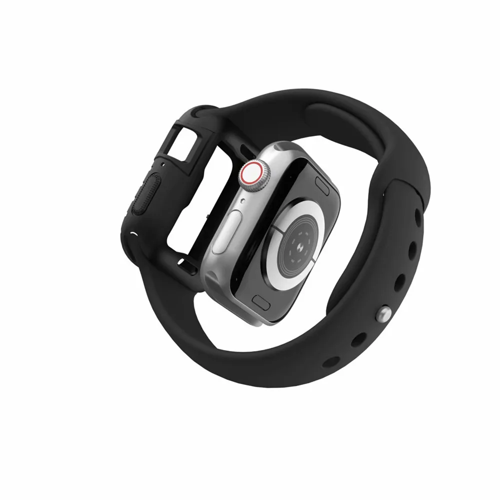 

Soft Silicone Case for Apple Watch Series 4 40mm 44mm with Band Shock Proof Impact Resistant Case for Apple Watch 4