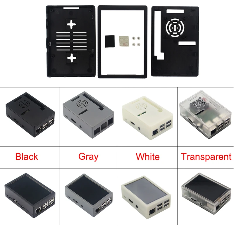 Raspberry Pi 3 Modelo B, modelo B + pantalla táctil de 3,5 pulgadas LCD + ABS + tarjeta SD de 32 GB + 3A adaptador de corriente + disipadores térmicos + HDMI para RPI 3B Plus - 5