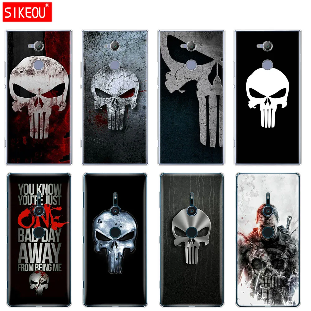 

silicone Cover phone Case for sony xperia XA1 XA2 ULTRA PLUS L1 L2 XZ1 XZ2 compact XZ PREMIUM The Punisher