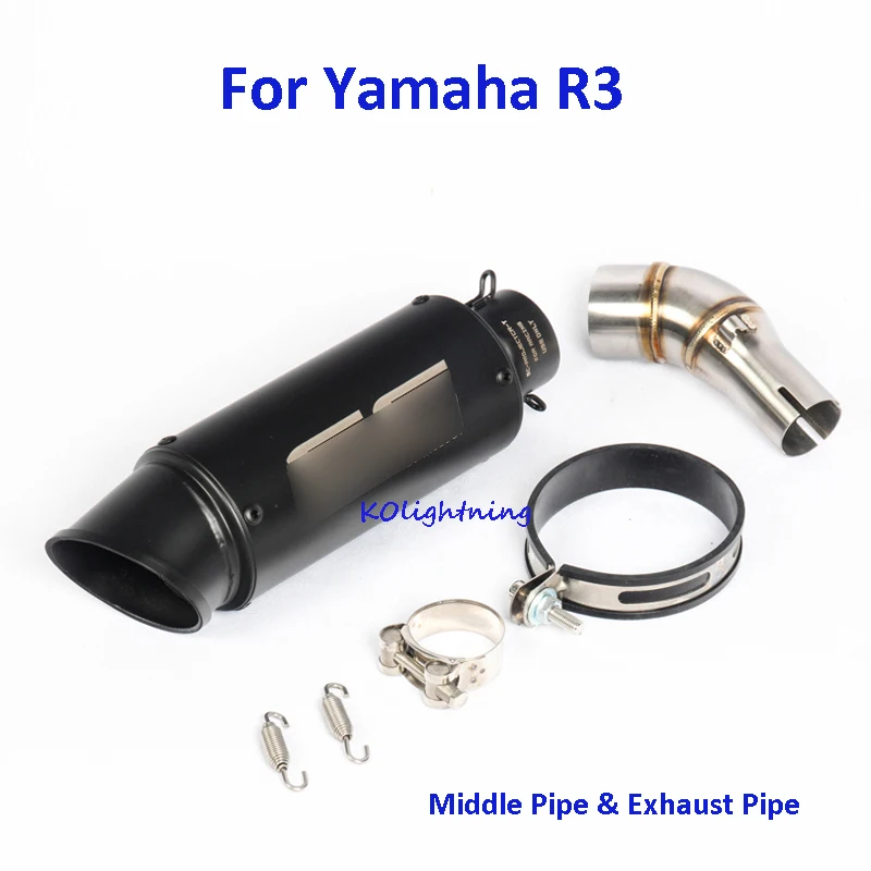 

R3 YZF-R3 Motorcycle Exhaust Pipe Muffler Tip Middle Mid Pipe Full Exhaust System Connecting Link Pipe For Yamaha R3