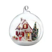 DIY кукольный домик миниатюра с мебелью Стекло мяч пеньковая веревка орнамент ручной работы Casa игрушки для детей MINI-MECHRISMAS G010# E