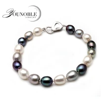 Настоящий красивый женский браслет из пресноводного жемчуга, свадебный браслет с культивированным бантом, 925 серебряные ювелирные украшения, Подарочная коробка для девочек на день рождения