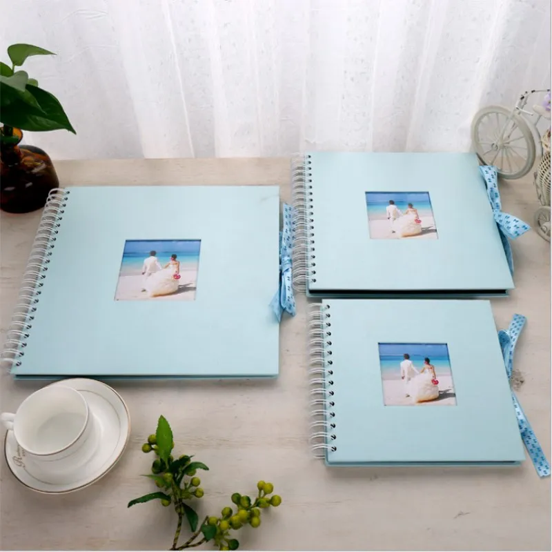 

DIY Blue Photo Album Valentines Day Gifts Guest Book Craft Paper Anniversary Travel Memory Scrapbooking Wedding Photo Album