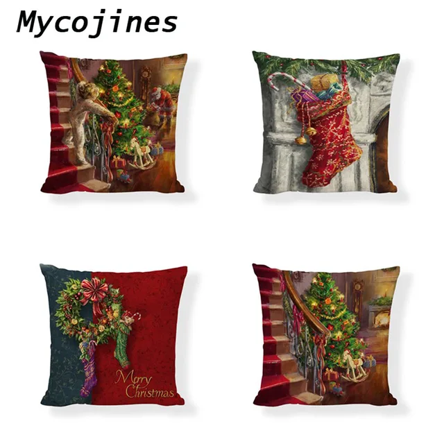 Best Offers Happy New Year Cushion Cover Christmas Socks Crutches Bells Tree Design Living Room Chair Sofa Decoration Throw Pillow Cases Best Offers Happy New Year Cushion Cover Christmas Socks Crutches Bells Tree Design Living Room Chair Sofa Decoration Throw Pillow Cases