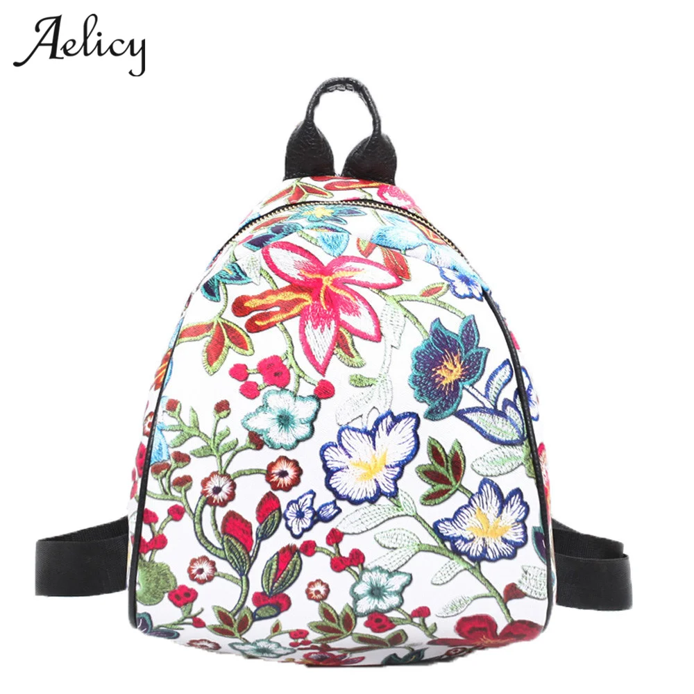 

Aelicy 3 Colors Vintage Embroidery Ethnic Canvas Backpack Women Flower Travel Girls School Backbag Rugzak Mochila Feminina 0926