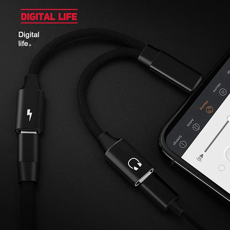 ! ACCEZZ кабель для быстрой зарядки наушников 2 в 1 адаптер iphone 7 8 Plus X IOS 10 11 освещение и