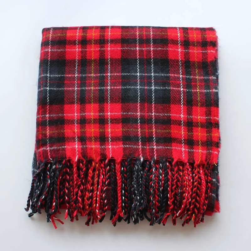 Новое поступление клетчатые кашемировые шарфы с кисточками для женщин Зимний толстый теплый акриловый шарф-одеяло