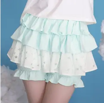 

Japanese Harajuku Style Star Printed Skorts Women's Kawaii Ruffled Short Skirt