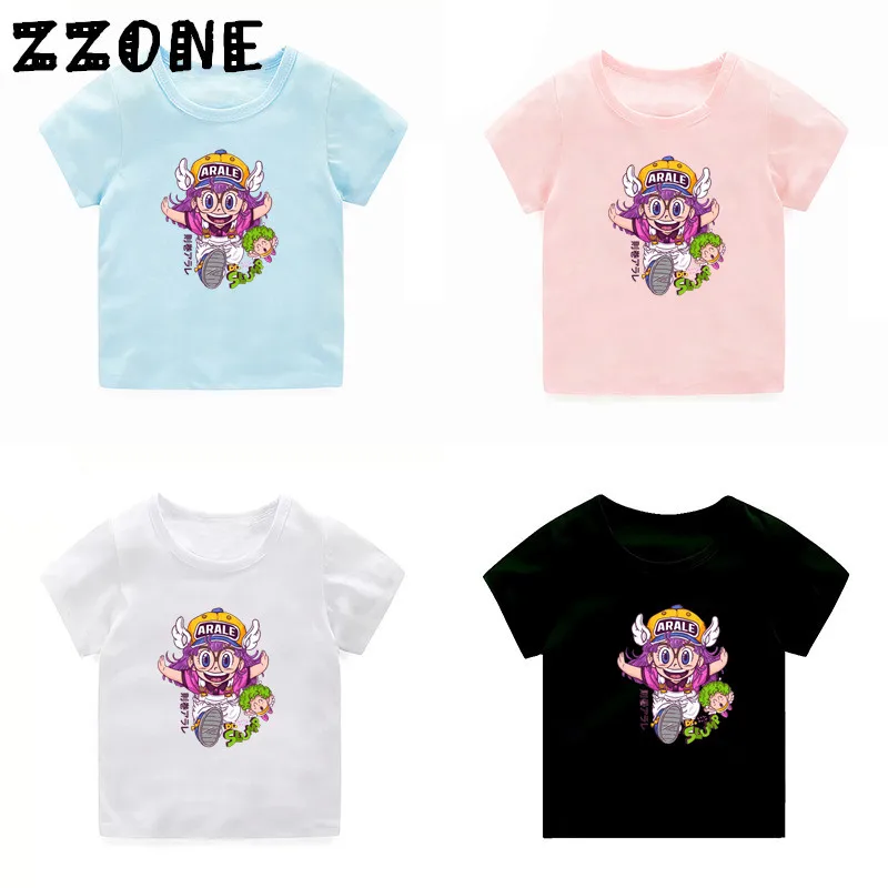 Детская забавная футболка с принтом из аниме «Жемчуг дракона Z Arale» детская одежда летние повседневные топы для мальчиков и девочек, детская футболка 5110B