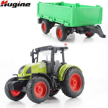 Vehículo de juguete de acero fundido para niños, simulación de Tractor agrícola, 1:16, Pull Back con luces y camión de transporte de música, modelo regalo, Juguetes