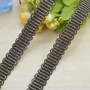 

10Meters Elegant S Shape Braids Lace Gold Applique Black Lace Trim Ribbon Snake Type Stitching Trimming Curve Edge Passamaneria