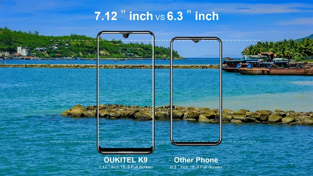 OUKITEL K9 Android 9,0 экран капли воды 7,12 дюймов смартфон 4 Гб ram 64 Гб rom Face ID 6000 мАч 5 В/6A Быстрая зарядка OTG Мобильный телефон