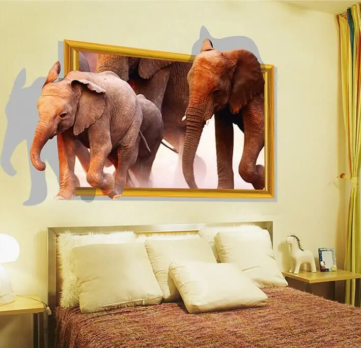 Latest Amazing 3D Elephants Wall Stickers Home Decor for Kids Room