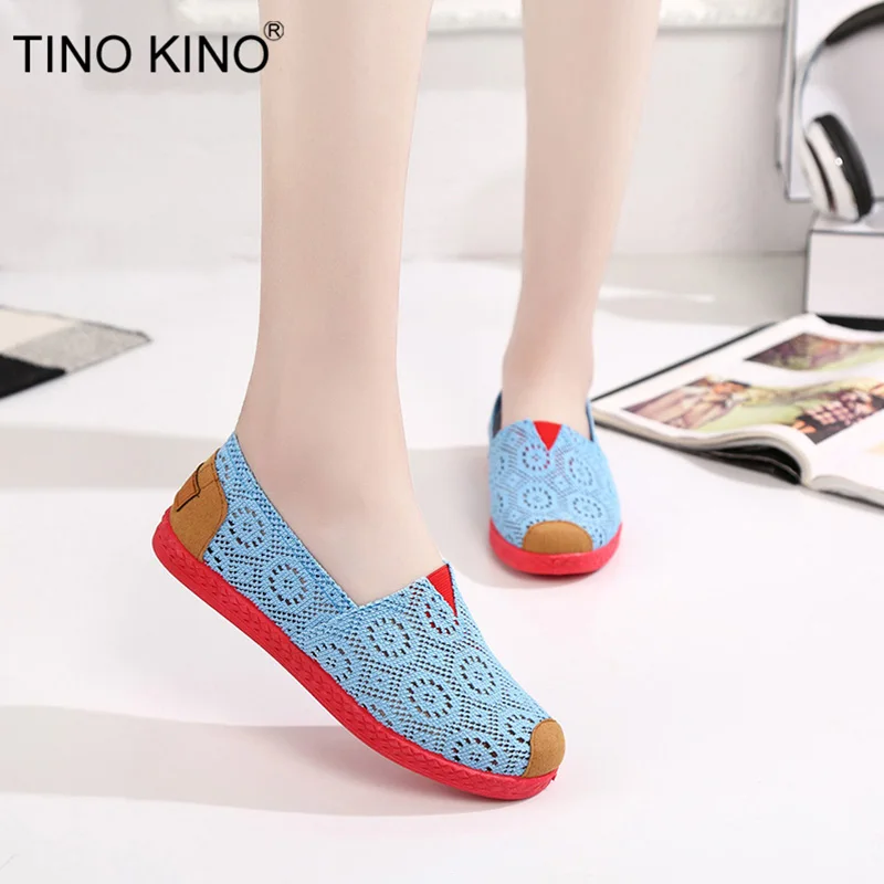 

TINO KINO Woman Mesh Flat Summer Loafers New Ladies Slip On Breathable Hollow Out Casual Shoes Female Fashion Footwear