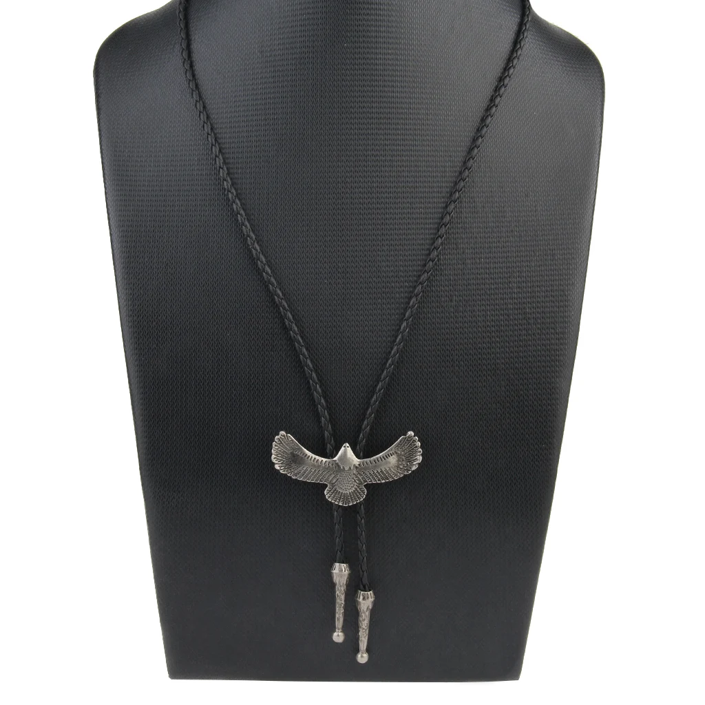 Adult Men Antique Style Alloy Metal Eagle Pendant Bolo Tie Necktie Necklace 