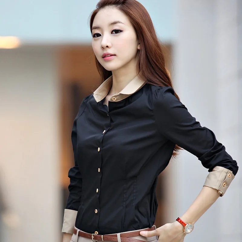 South Korean style clothing autumn slim puff full sleeve cotton