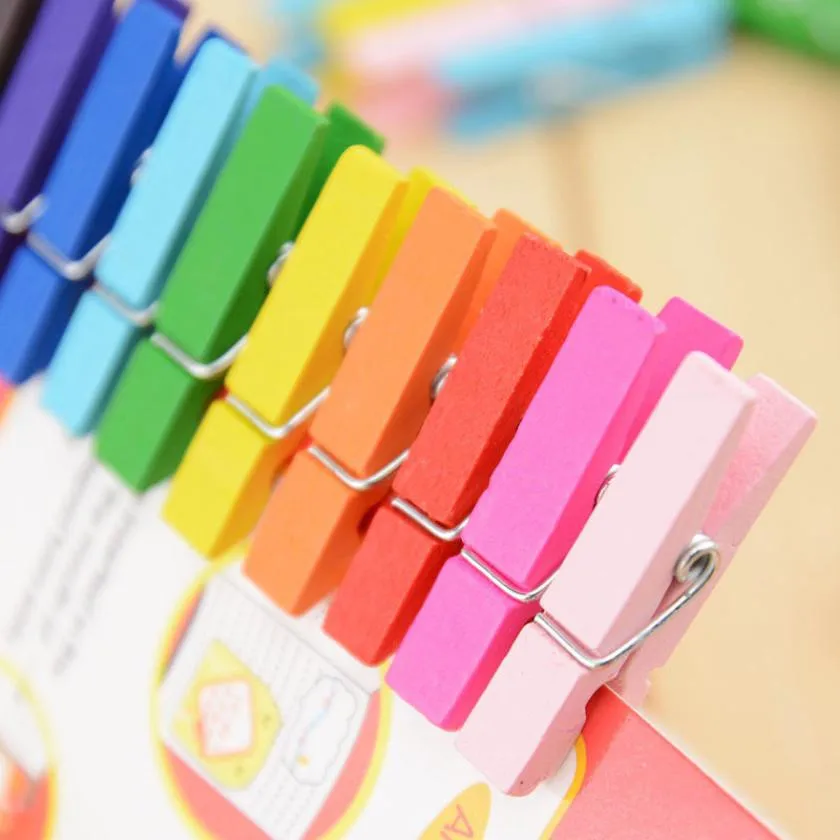 

50PCS Mixed color Mini Wooden Peg Pin Clothespin Craft Clips for Photo Paper Clothes Paper Clip Bookmark Album Decor 25/35/45mm