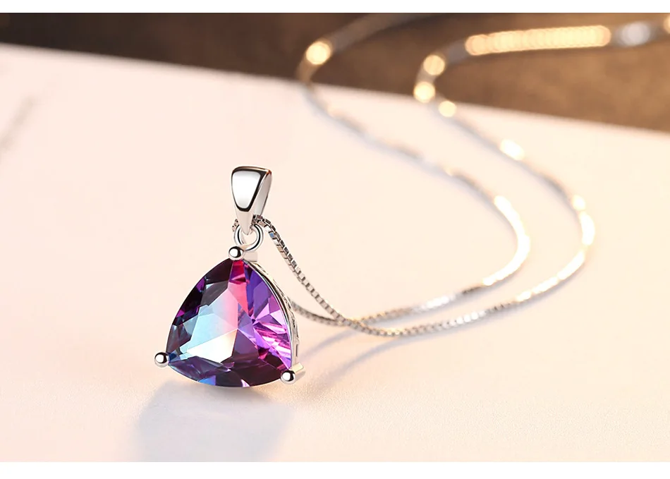 

Hot Rainbow Stone Pendant Sterling Silver Necklace Boutique Jewelry Female Jewelry LB28