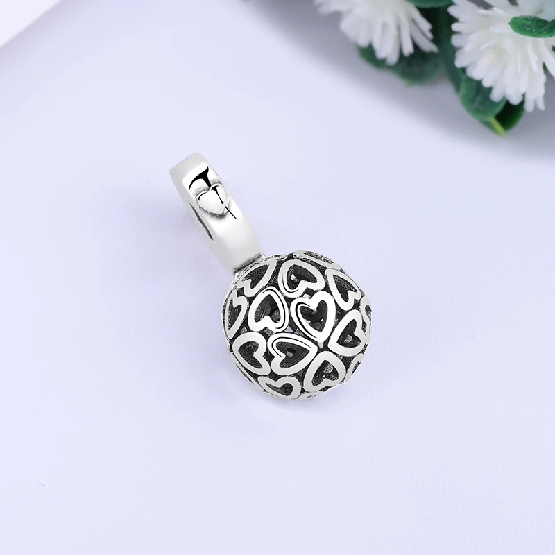 NBSAMENG, 925 пробы, серебряные, гармонические сердца, Висячие, очаровательные бусины, подходят для браслетов Пандора и браслетов, сделай сам, ювелирные изделия, подарки