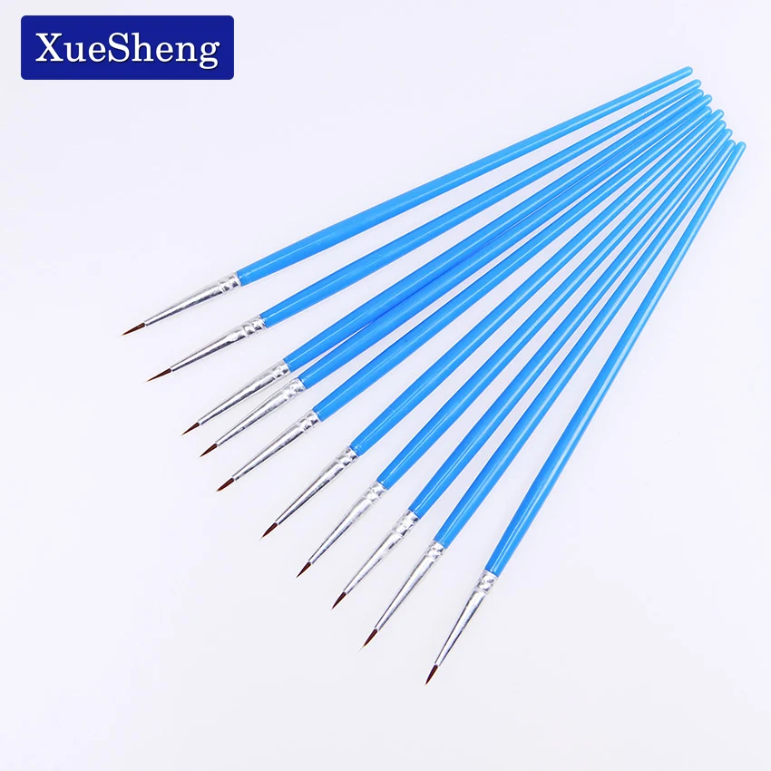 Goedkoop 2019 Fijne Hand Geschilderd Dunne Haak Lijn Pen Blauw Art Supplies Tekening Art Pen Kwast Nylon Borstel Schilderen Pen 10 stks set