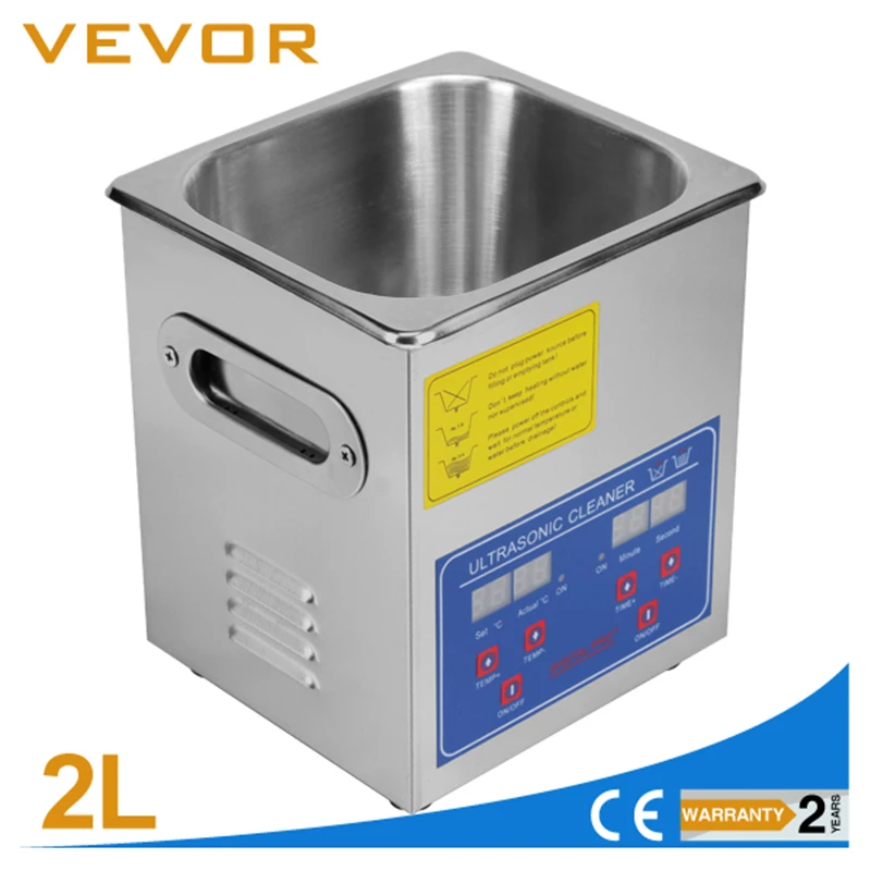 Ультразвуковой очиститель Vevor из нержавеющей стали 2L с таймером кронштейн для