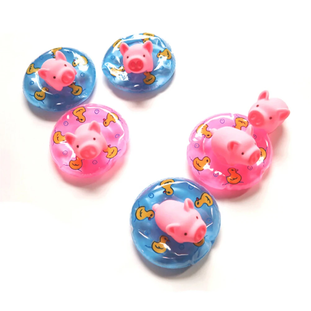 

3pcs/set Cartoon Animals Soft Floating Rubber Pink Pigs Squeeze Sound Squeaky Bathing Swimming Water Toy