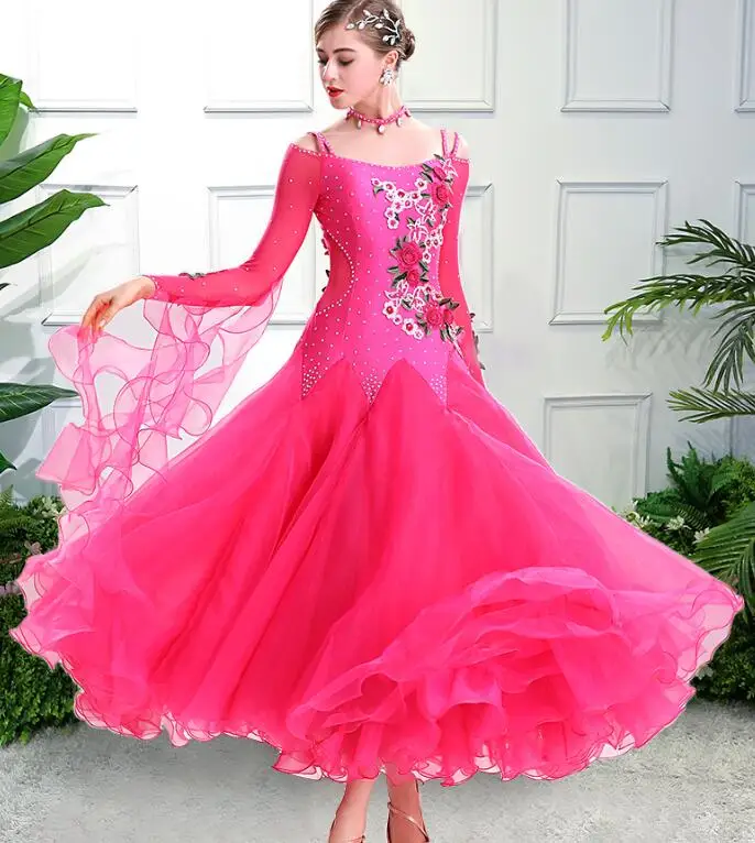 vestiti da ballo standard donna waltz dress vals dance dress kadın standard ballroom green red customize