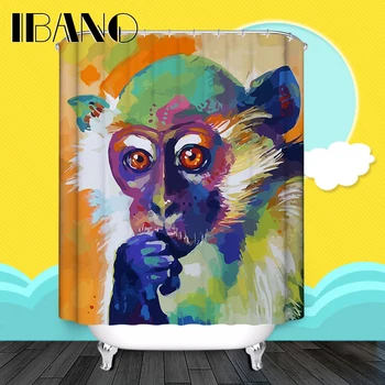 

Cartoon Shower Curtains Pattern Custom Shower Curtain Waterproof Bathroom Fabric 180x180cm Monkey Shower Curtain For Bathroom