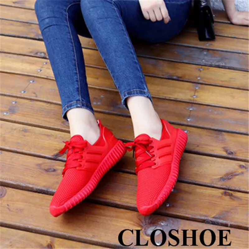 

CLOSHOE New Summer Net Surface Lovers with The Same Anti-odor Breathable Running Small Red Shoes Sports Net Shoes