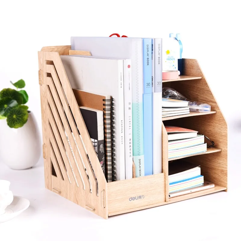 

Deli Wooden Desk File Tray Set 2018 Creative High Quality DIY Fiber for School Stationery Office Business Desk Orangizer Supply
