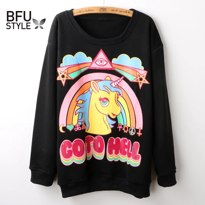 

Unicorn GO TO HELL 3D Hoodies Autumn Winter Women Moleton Feminina Pullover Horse Licorne Sweatshirt Casual Female Outerwear