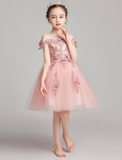 style 4 Праздничное платье из тюля с аппликацией для девочек; Платья с цветочным узором для девочек на свадьбу; длинный Детский карнавальный костюм принцессы; платья для первого причастия - Цвет: style 4