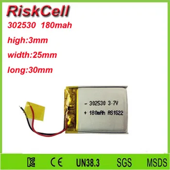 

Free shipping 3.7V 180mah 302530 Lithium Polymer Li-Po Rechargeable Battery For Mp3 MP4 MP5 GPS PSP mobile Pocket PC e-books