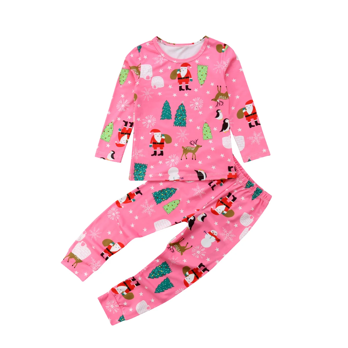 Little Girls Xmas Pajamas Set Newborn Baby Girl Cotton Long Sleeve shirt Tops+Pants Outfits 