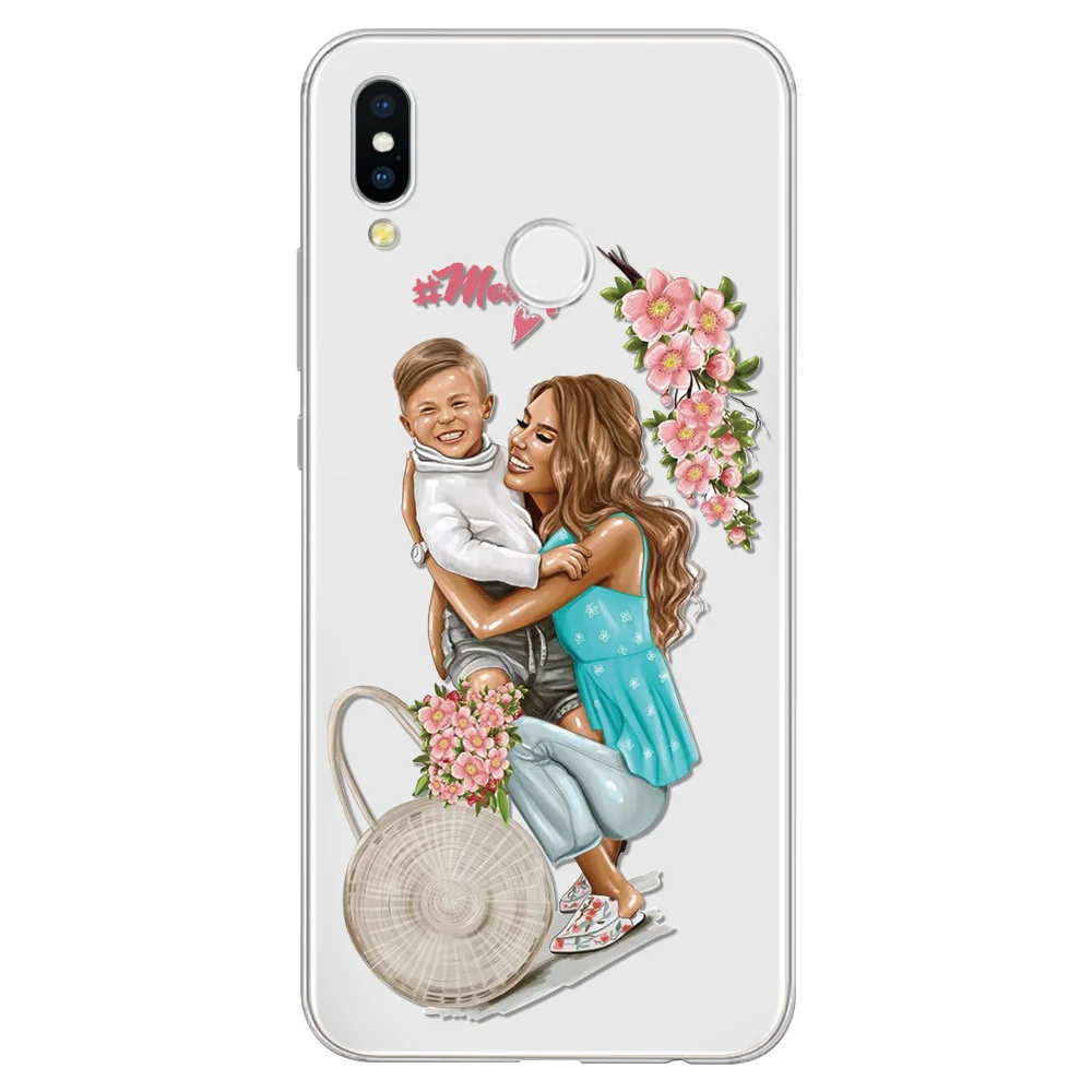 Black Brown Hair Baby Mom Girl Case For Huawei P20 P30 Mate 20 30 10 Pro Lite P Smart Plus P10 P9 P8 Lite Case Coque - Color: 0c1mao