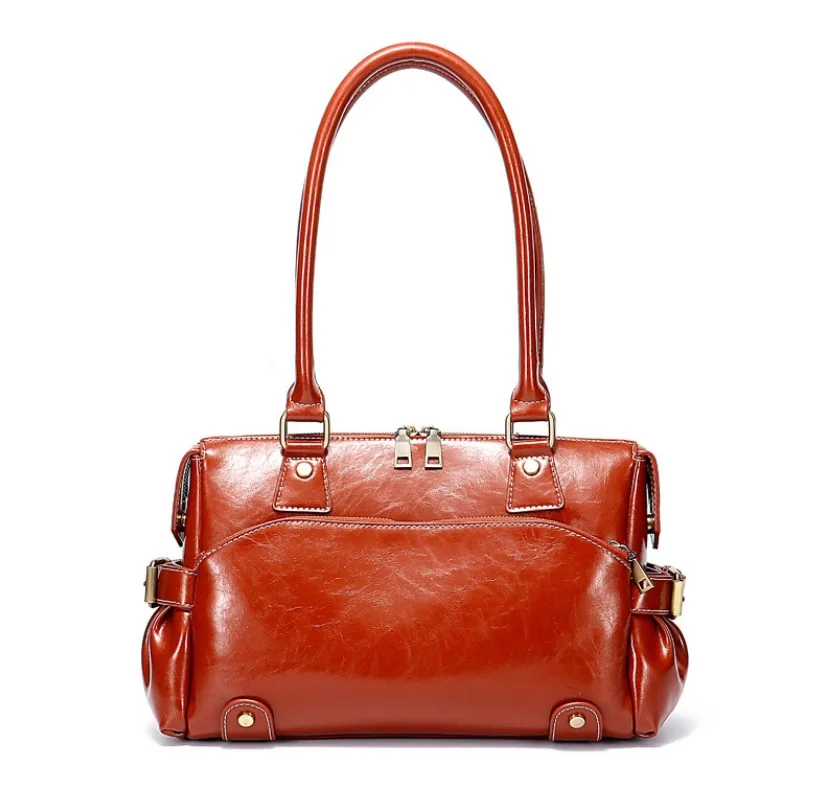 brown women bag Винтажная женская сумка из натуральной кожи, настоящая коровья кожа, сумка на плечо, Женская винтажная сумка-мессенджер, женская сумка-тоут для женщин - Color: brown women bag