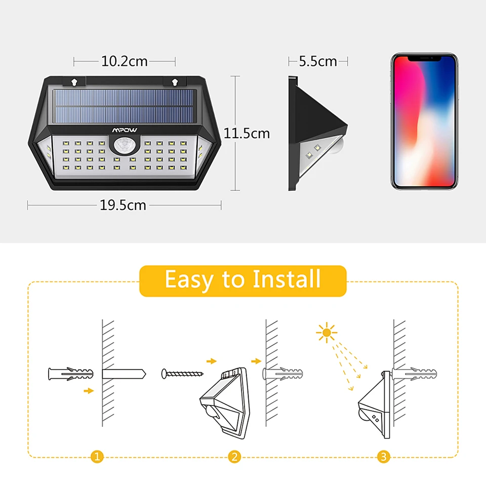 Mpow CD168 40 LED Solar Garden Light Outdoor IP65 Waterproof Brightness Adjustable Solar Lamps (7)