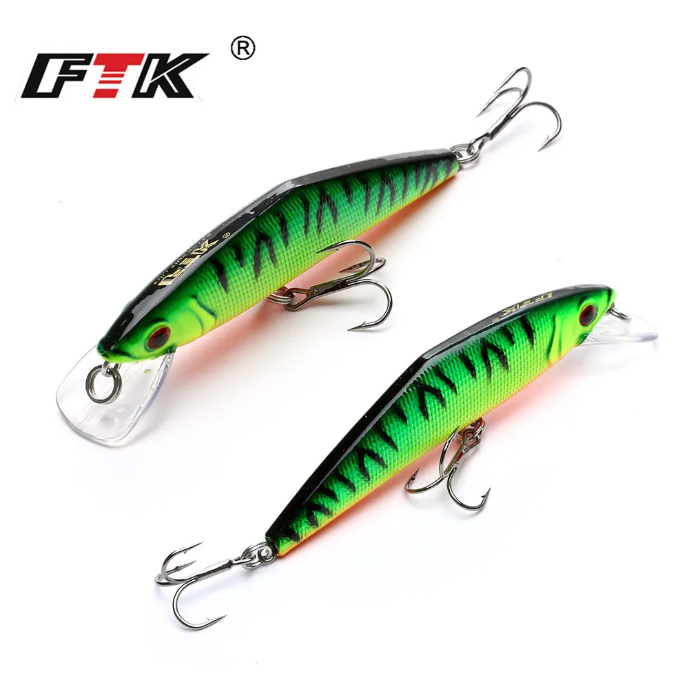 

FTK Fishing Lure Minnow Hard Bait with 3 Fishing Hooks 1PCS/lot 8.5cm 13.5g Fishing Tackle Lure 3D Lifelike Eyes Free Shipping