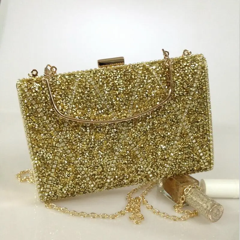 

Shoulder Slung Diamond Clutch Women Purse 2019 New Fashion Foreign Trade Ladies Chain Bag Women Wallet Black
