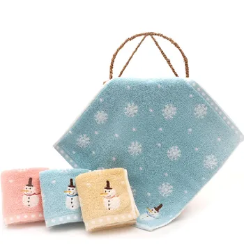 

Baby Cute Bath Towels Snowman Snowflake Pattern Towels Boy Girl Cotton Washcloths Newborn Stuff Bath Shower Wash Wipes Cloths