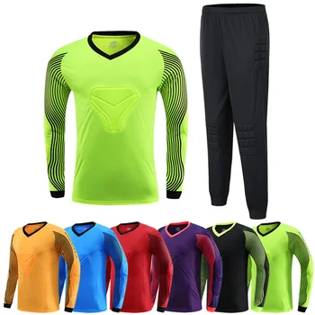 

Child Adult Soccer Goalkeeper Jersey Set Football Uniform Sponge Protector Can Customized Goalkeeper Uniform Suit Shorts Pants