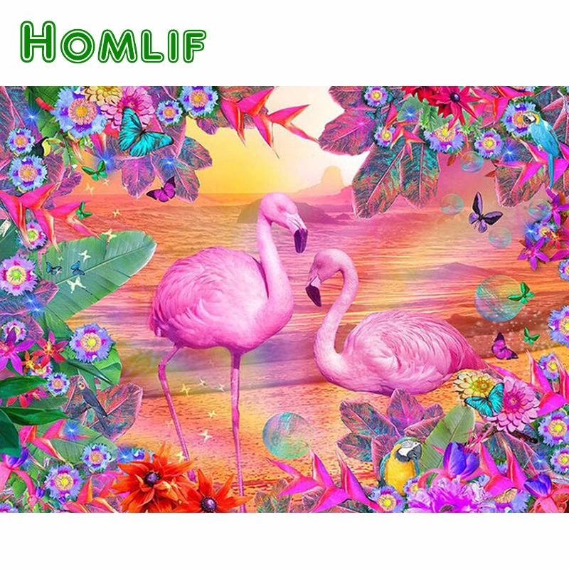 HOMLIF Стразы живопись кристалл домашний декор 5d diy алмазная Фламинго 3D Вышивка