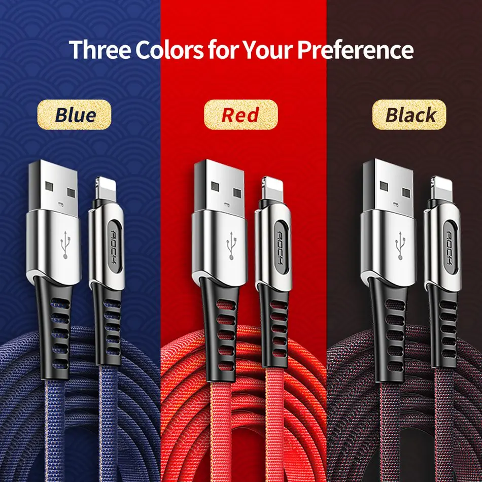 ROCK 3в1 USB кабель для iPhone XS MAX XR X 8 7 6 кабель Micro usb type C кабель для samsung S10 S9 Быстрая зарядка 3.6A шнур зарядного устройства